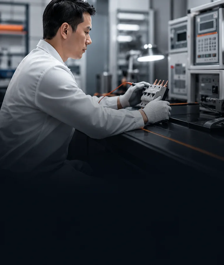 Quality control engineer inspecting electrical products before shipment